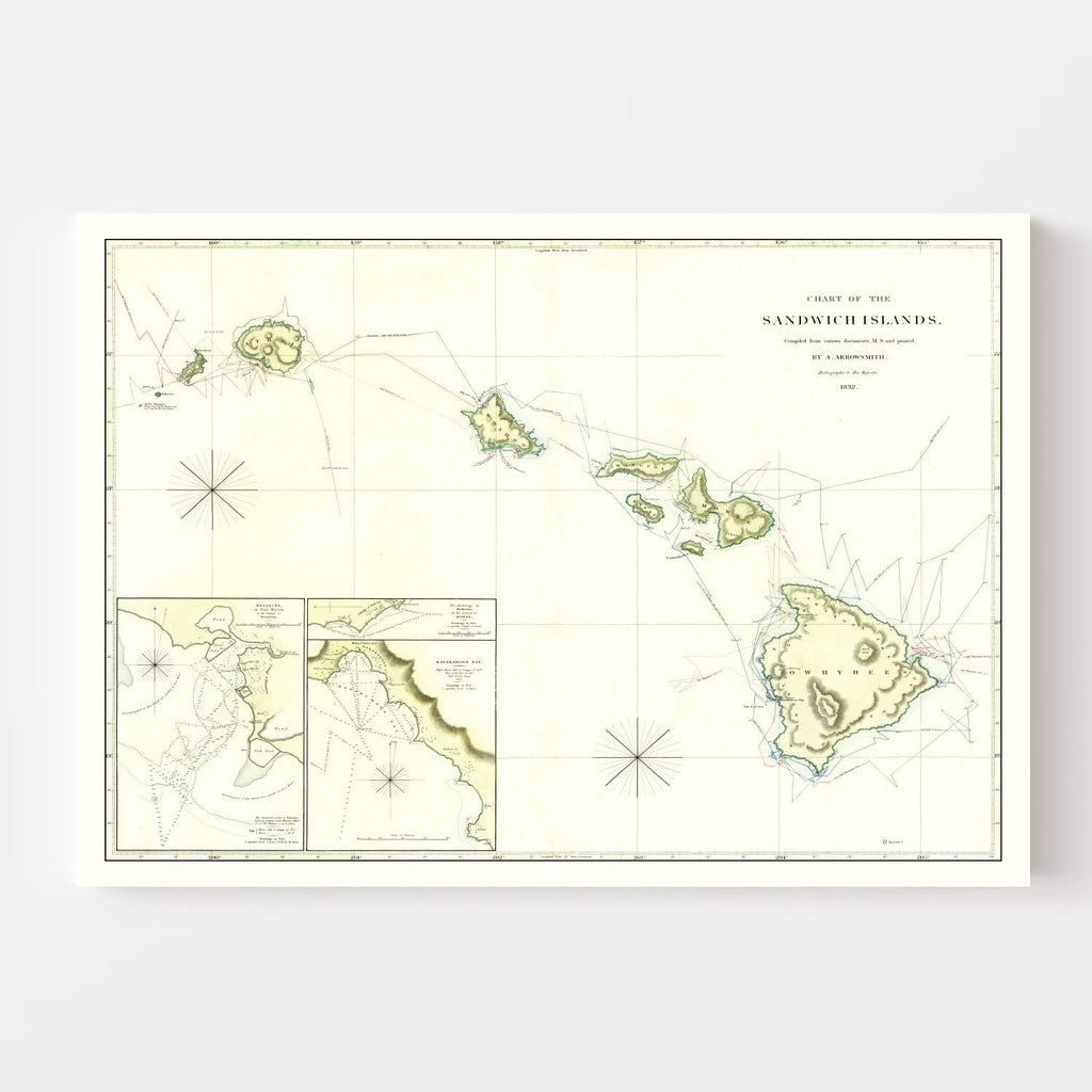 Vintage Map of Hawaii 1832