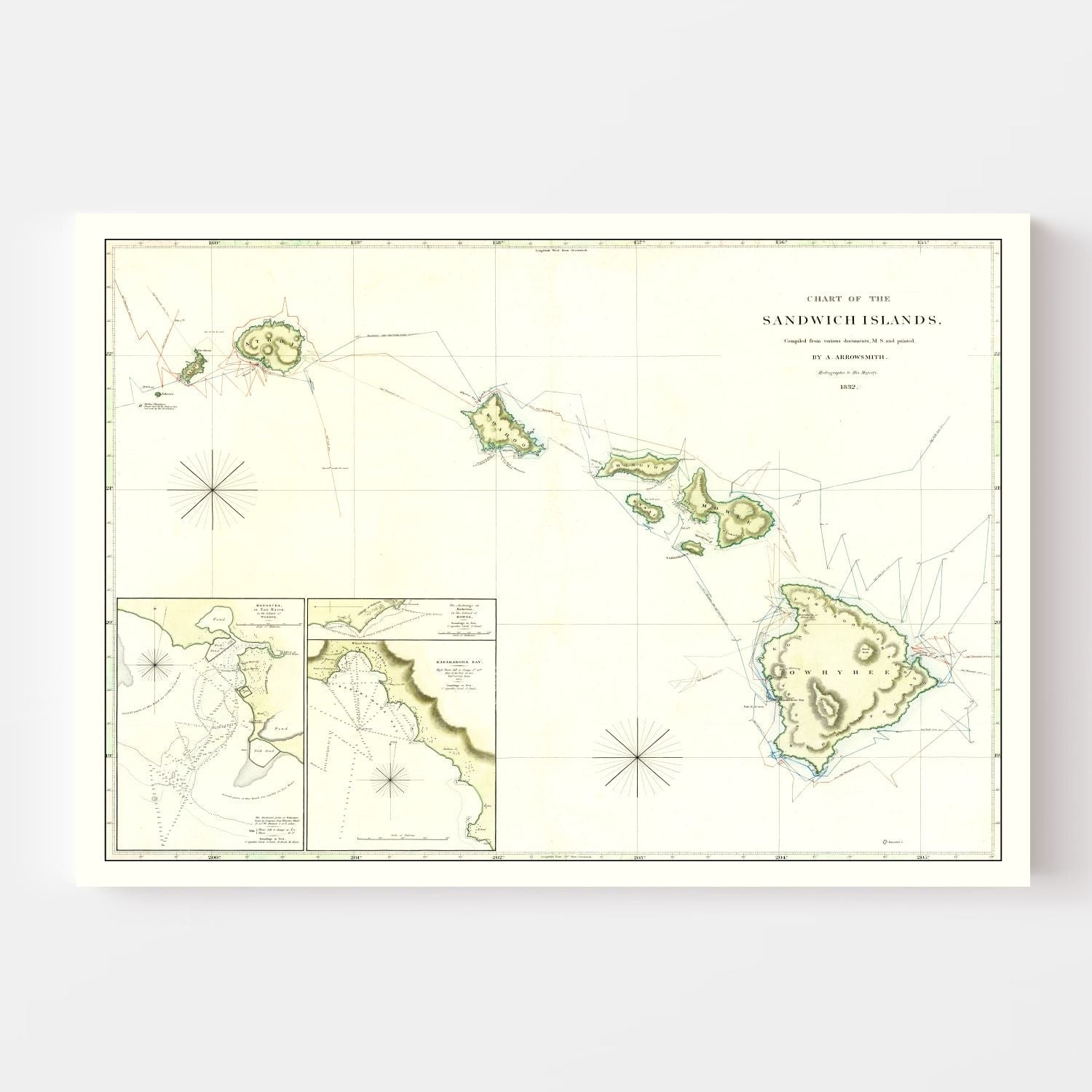 Vintage Map of Hawaii 1832