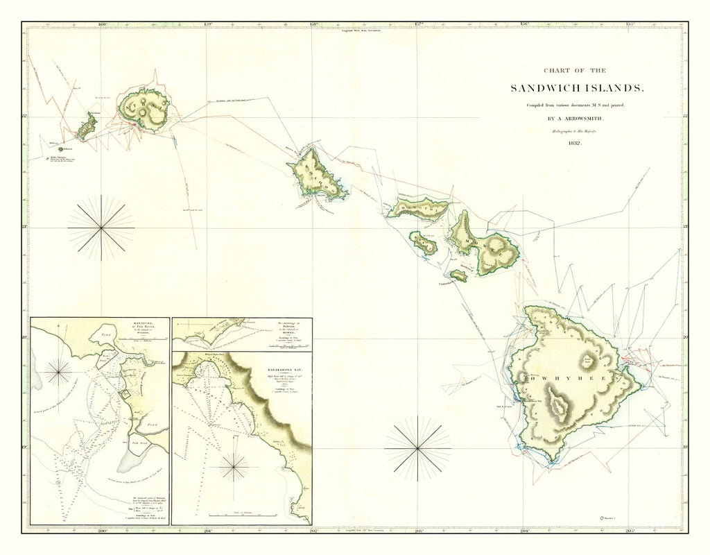 Vintage Map of Hawaii 1832