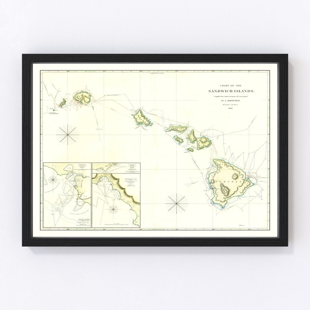 Vintage Map of Hawaii 1832