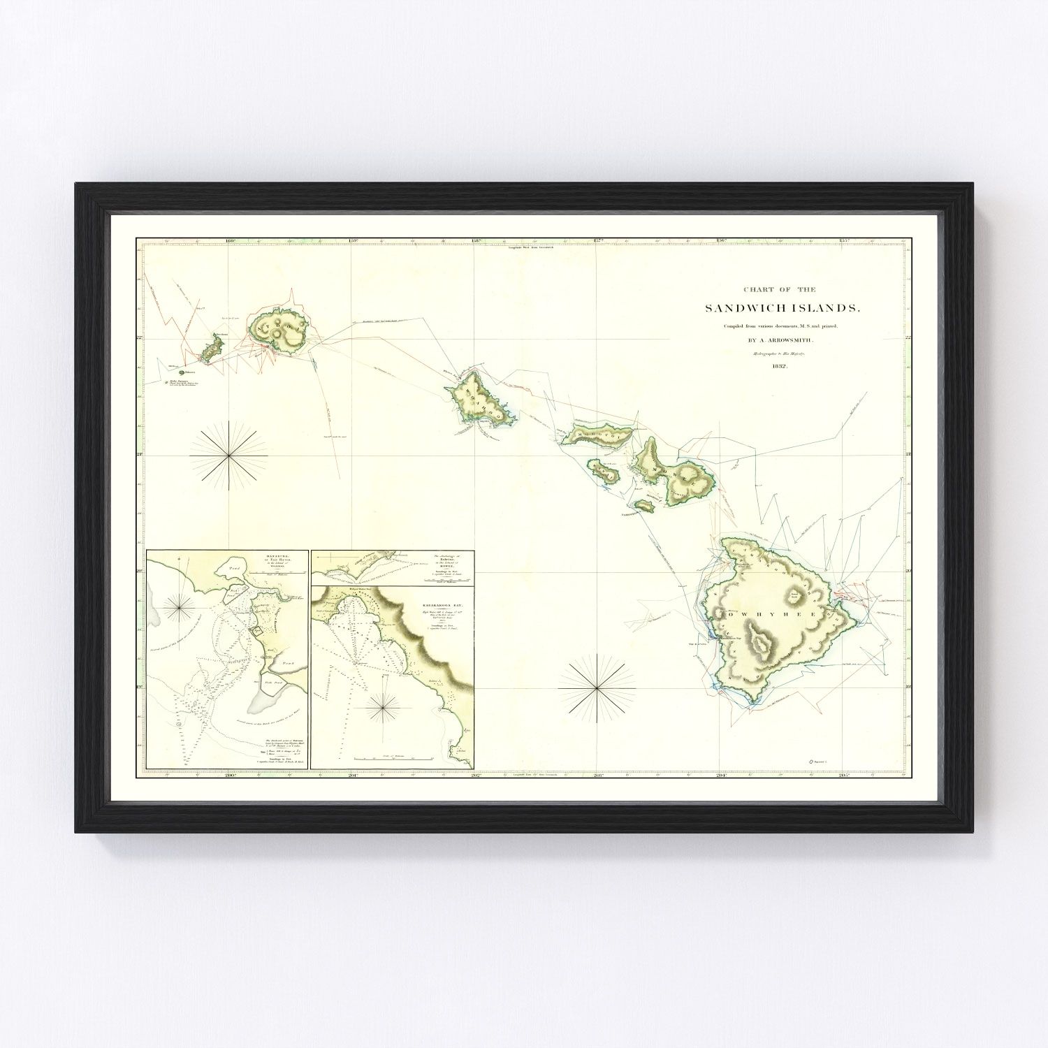 Vintage Map of Hawaii 1832
