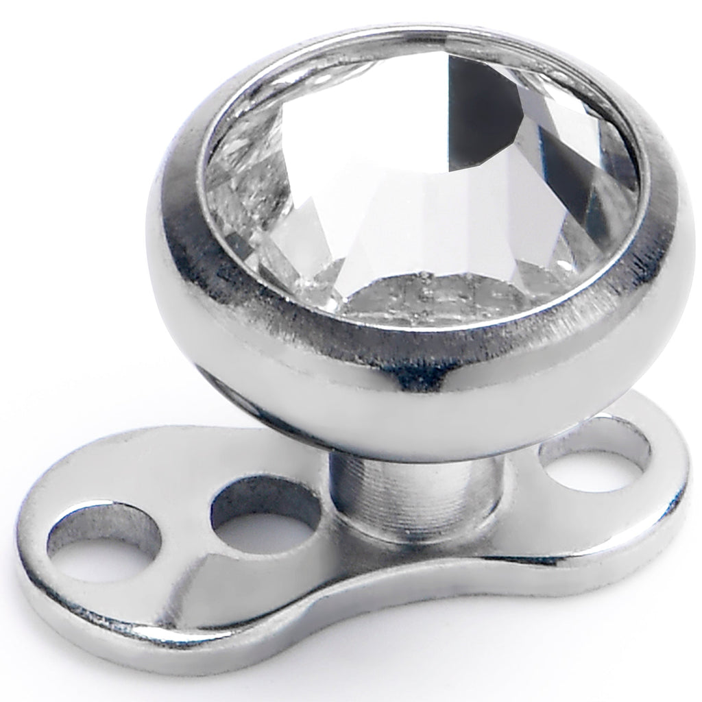 14G 5mm Gem Bezel Top 3 Hole Dermal Implant Grade Titanium Anchor Base