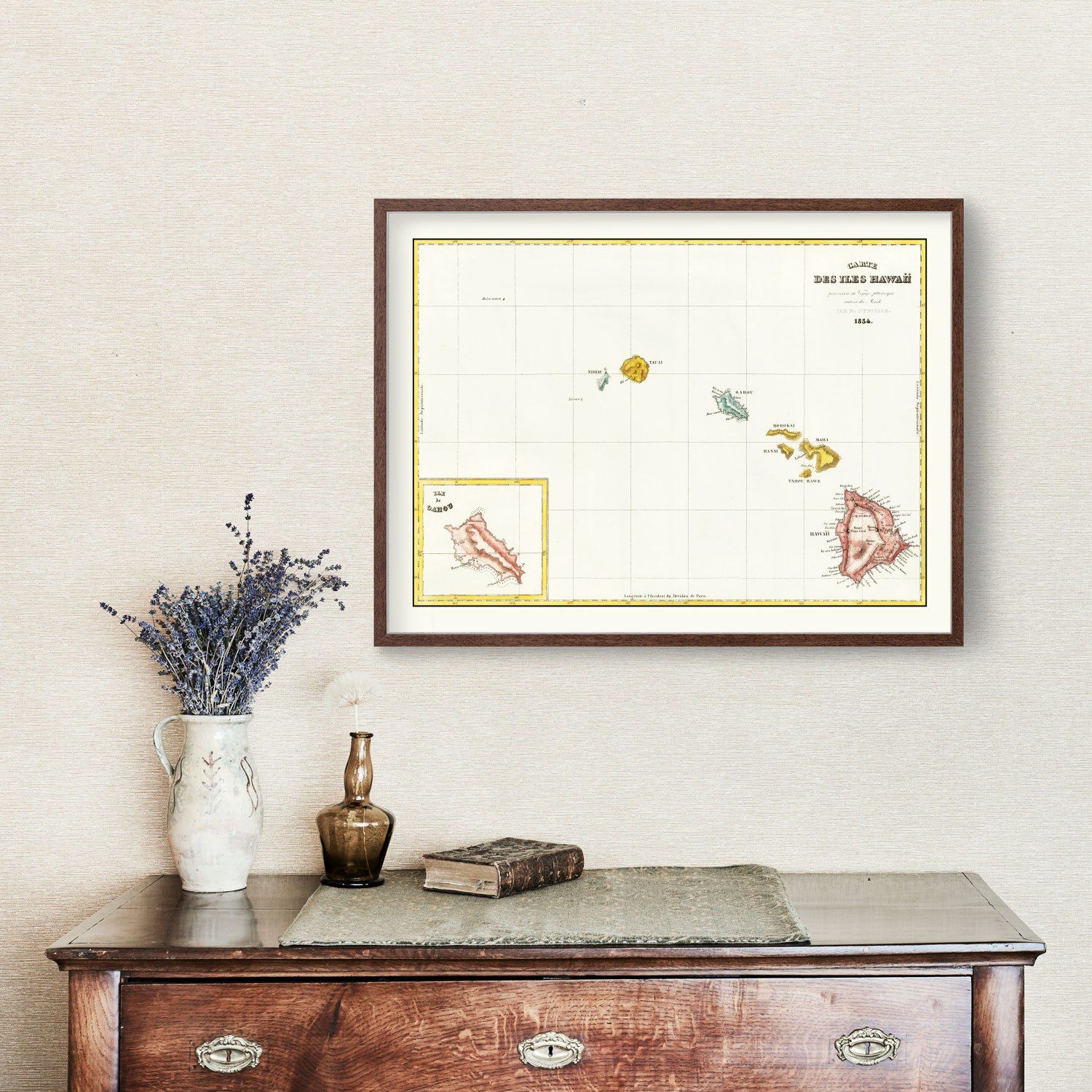 Vintage Map of Hawaii 1834