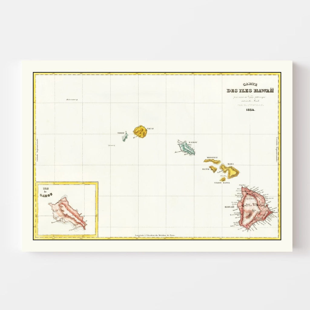 Vintage Map of Hawaii 1834