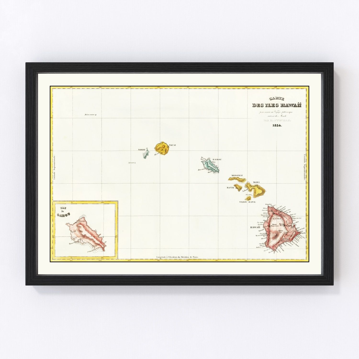 Vintage Map of Hawaii 1834