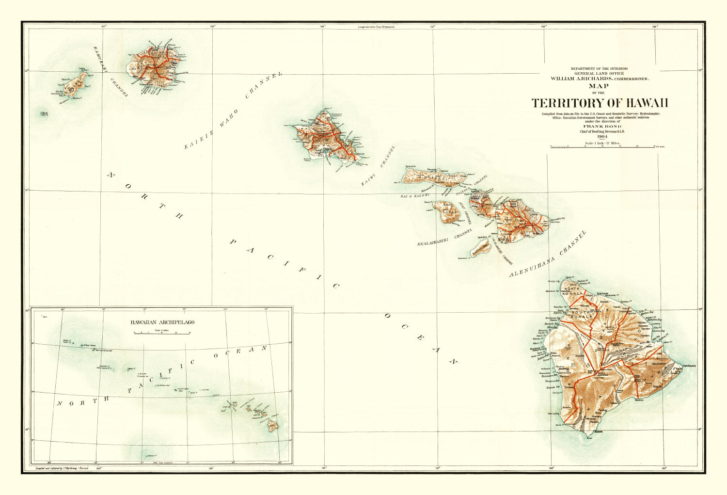 Vintage Map of Hawaii 1904