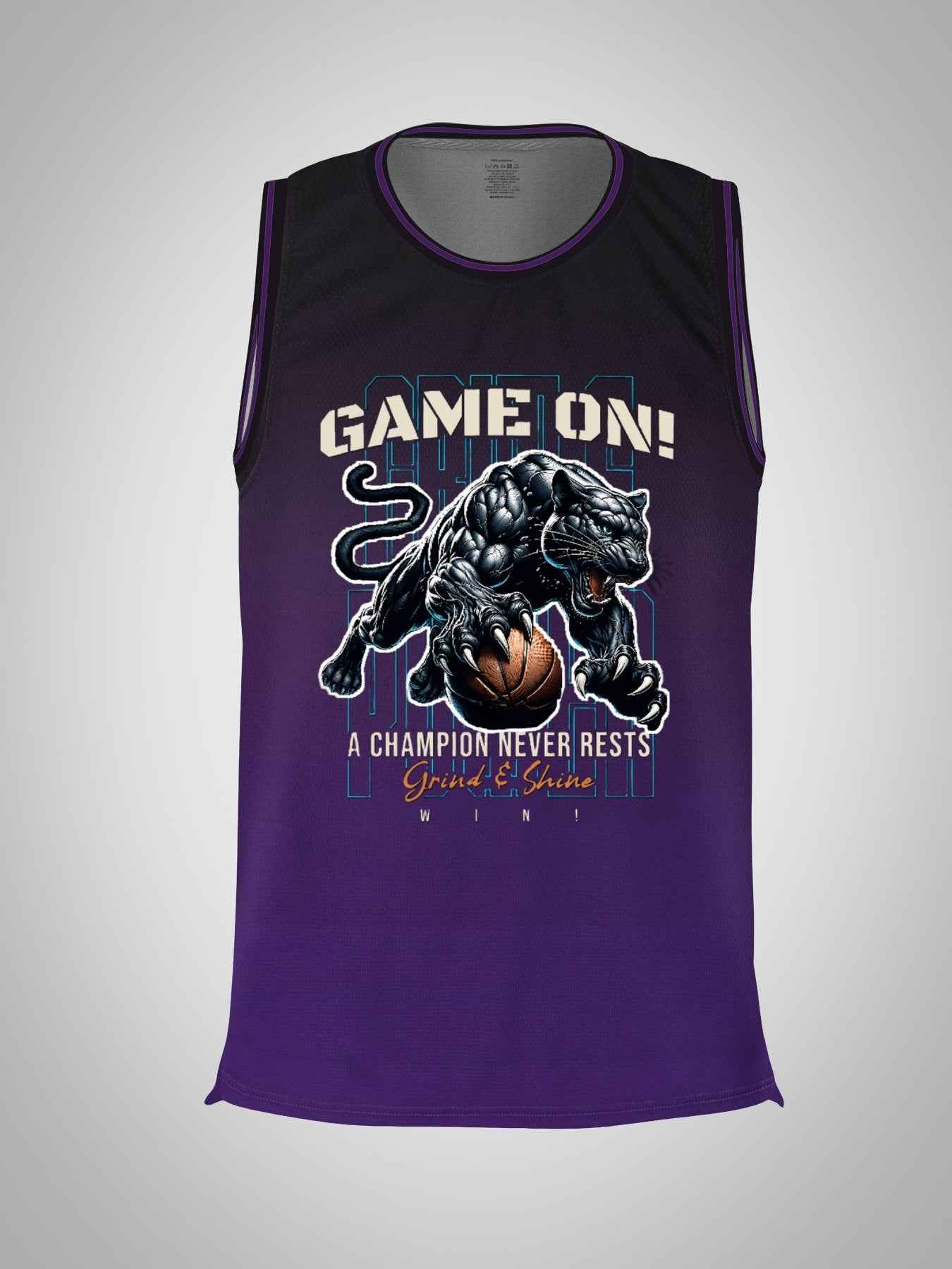 Game On! Grind & Shine Jaguar Purple Basketball Jersey - Front & Back Printing