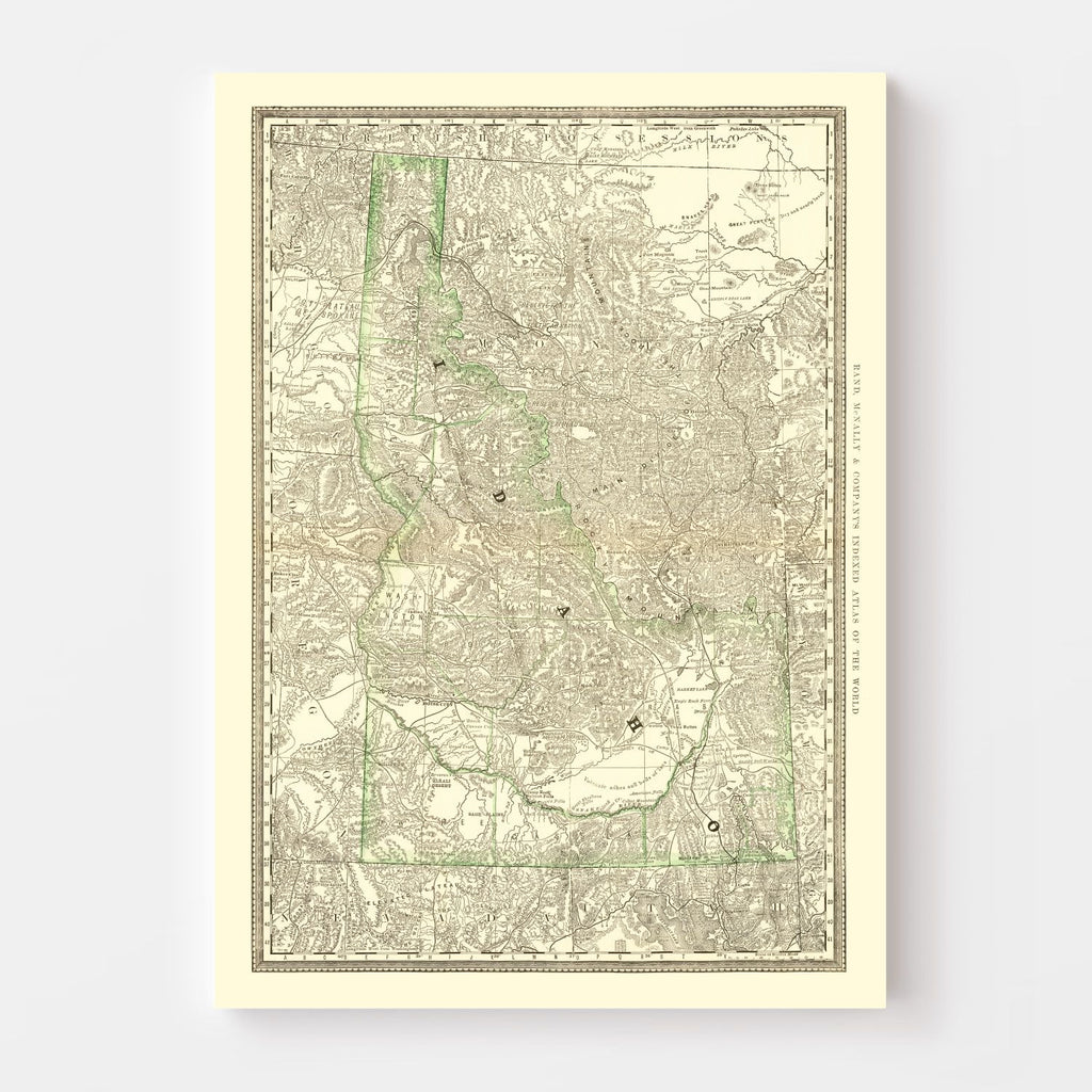 Vintage Map of Idaho 1884