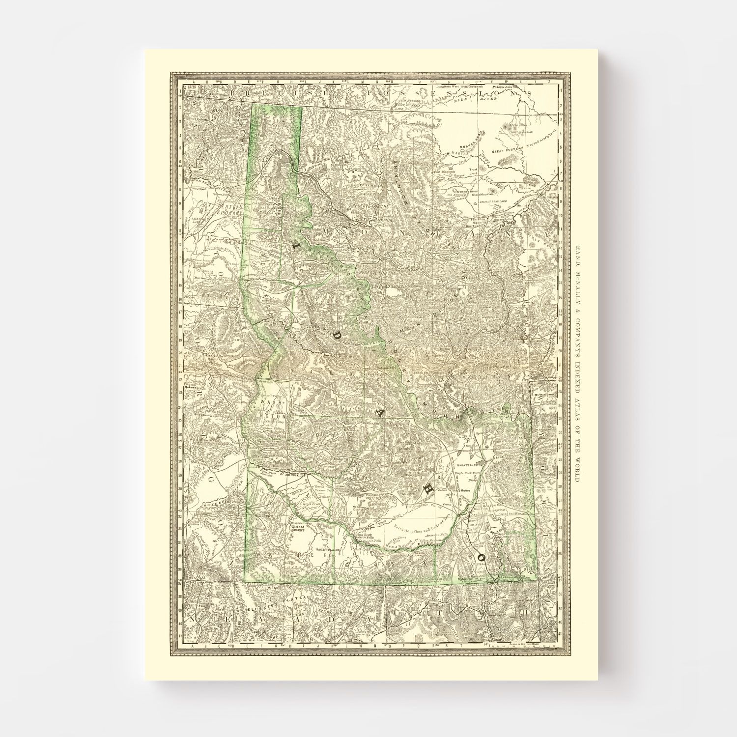 Vintage Map of Idaho 1884