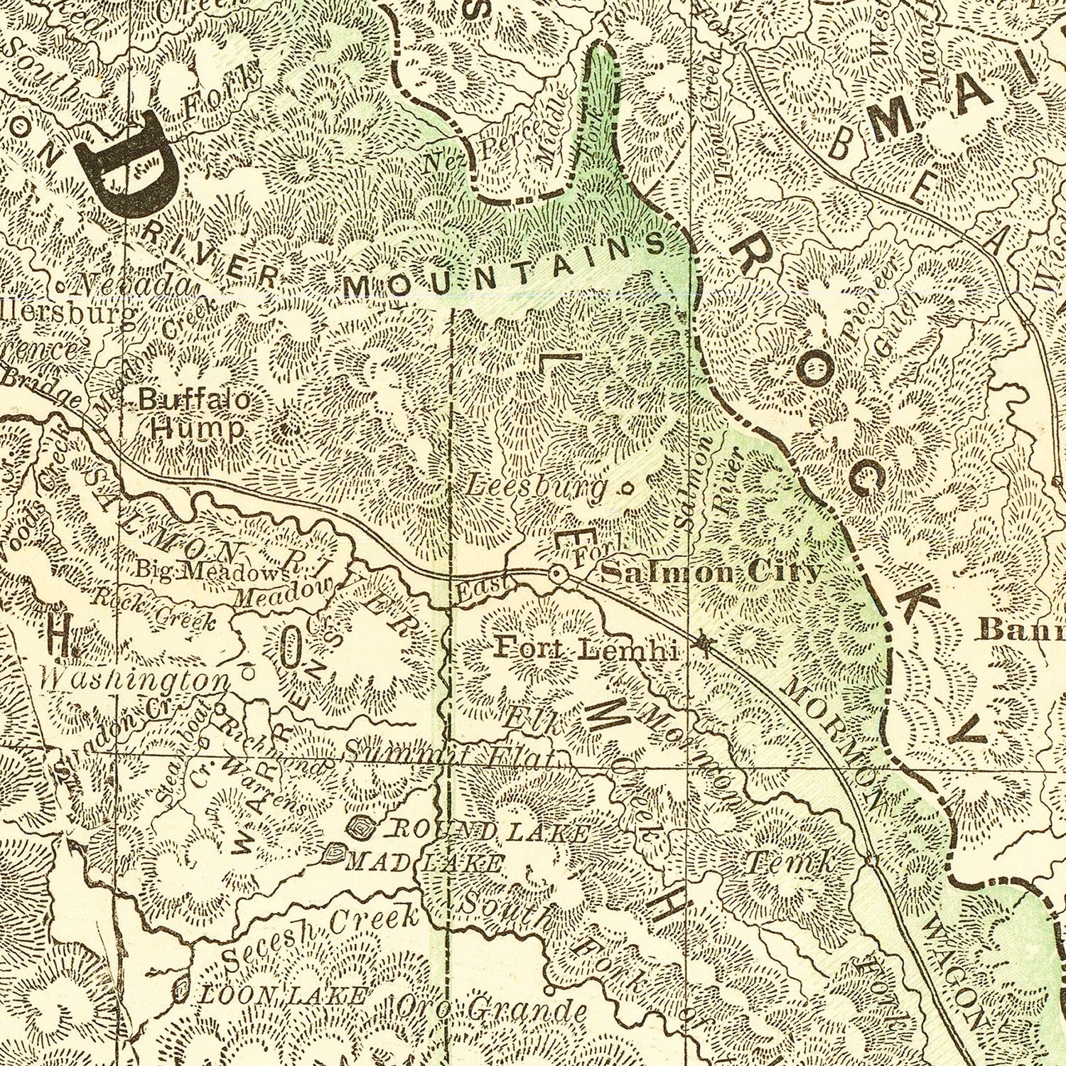 Vintage Map of Idaho 1884