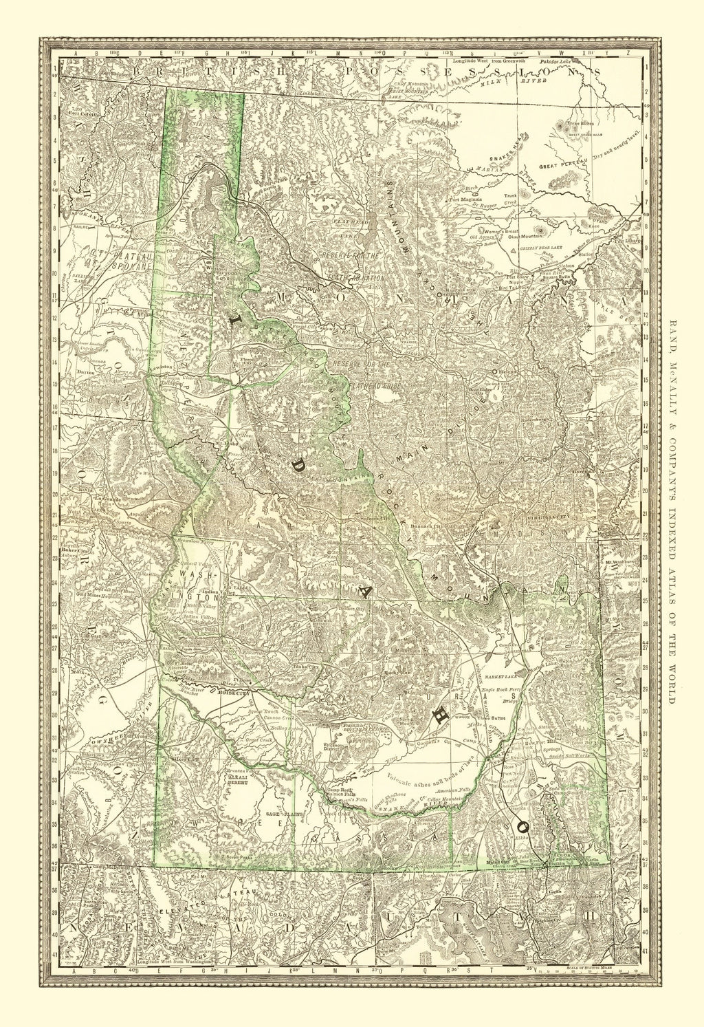 Vintage Map of Idaho 1884