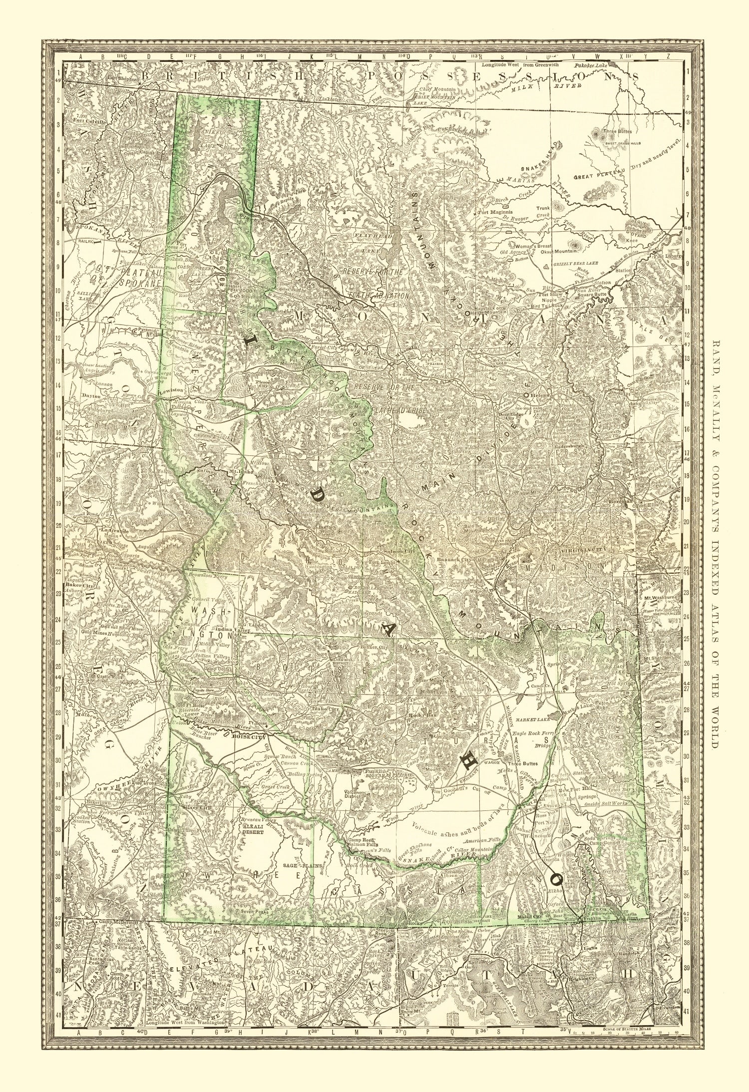 Vintage Map of Idaho 1884