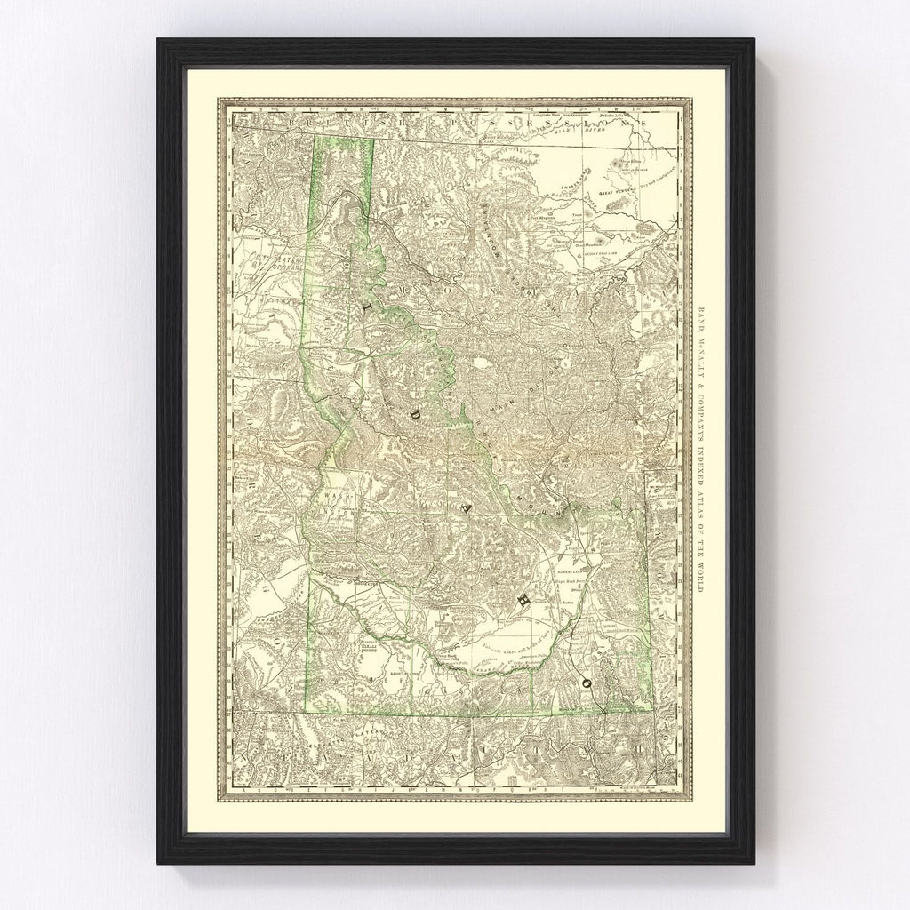 Vintage Map of Idaho 1884