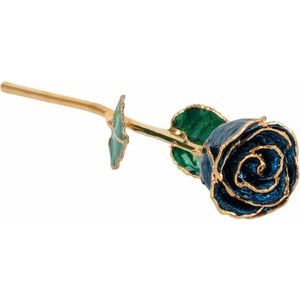 Lacquered Blue Sparkle Rose with Gold Trim