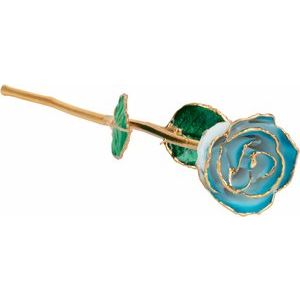 Lacquered Cream & Turquoise Ombre Rose with Gold Trim