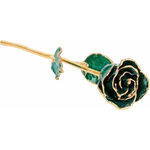 Lacquered Emerald Green Sparkle Rose with Gold Trim