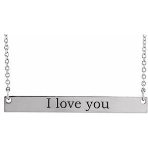 Platinum Engravable Bar 18" Necklace