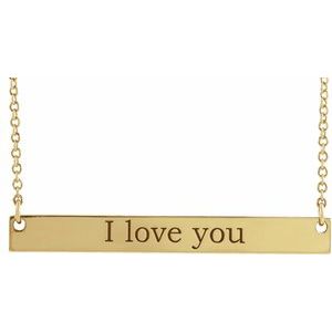18K Yellow Gold-Plated Sterling Silver Engravable Bar 16" Necklace