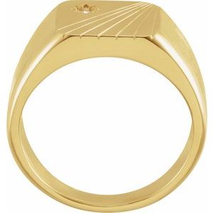 14K Yellow Gold .015 CT Natural Diamond Signet Ring