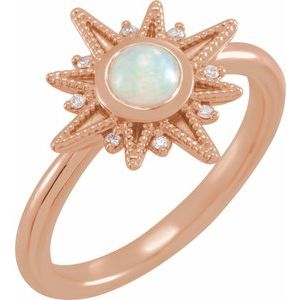 14K Rose Gold Natural Ethiopian Opal & .03 CTW Natural Diamond Star Ring