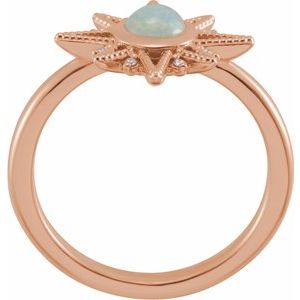 14K Rose Gold Natural Ethiopian Opal & .03 CTW Natural Diamond Star Ring