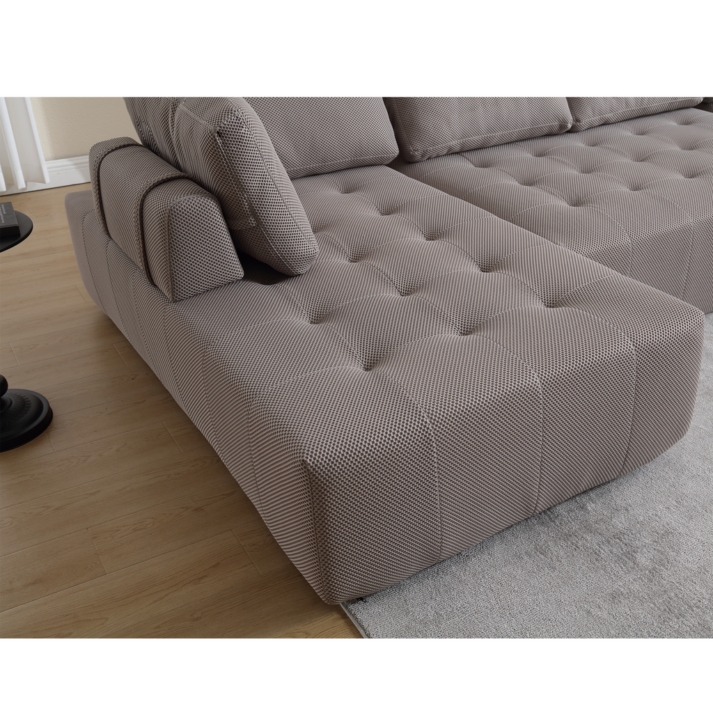 [NEW ARRIVED] [VIDEO PROVIDED]138.5 'Modular Combination Sofa, U-shaped Sofa, Living Room, Apartment, Upholstered ,6-seat Sofa, Free Combination Sofa (Mesh Fabric), Breathable Fabric, Gray