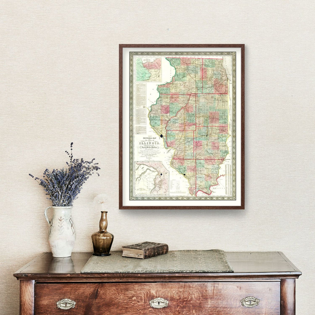 Vintage Map of Illinois 1852