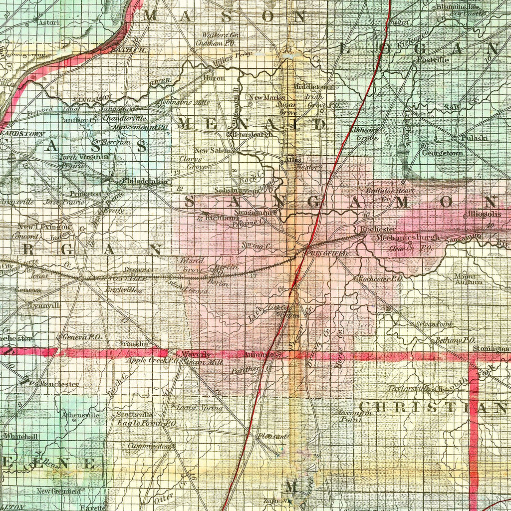 Vintage Map of Illinois 1852