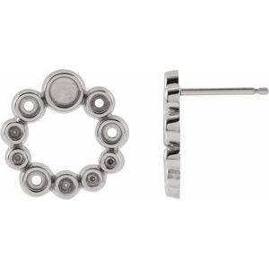 Platinum 3 mm Round Bezel-Set Cabochon Right Earring Mounting
