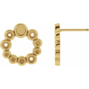 14K Yellow Gold 3 mm Round Bezel-Set Cabochon Left Earring Mounting