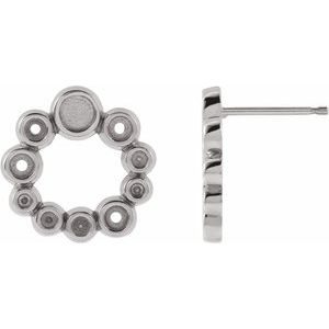 Platinum 3 mm Round Bezel-Set Cabochon Left Earring Mounting