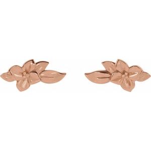 14K Rose Flower Earrings