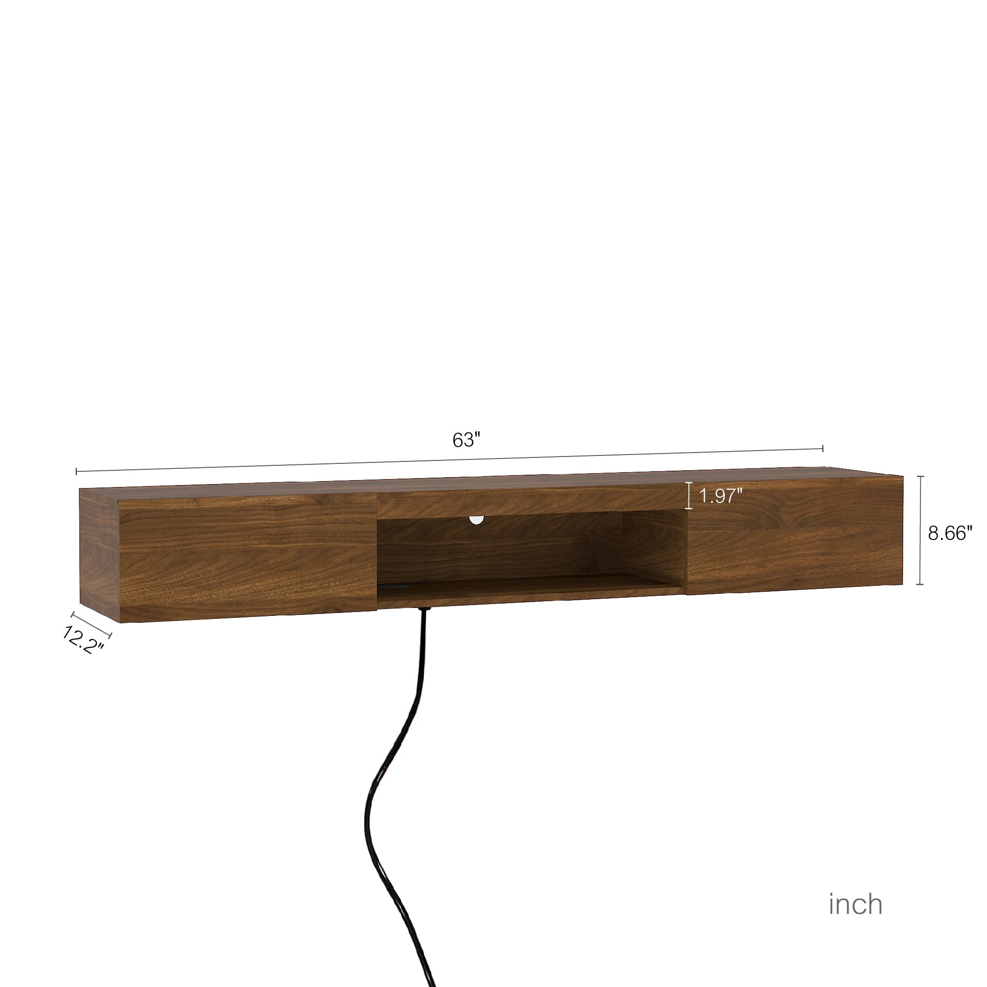 Floating TV Stand Wall Mounted with 16 Color LEDs,63' Modern TV Stand,Floating TV Cabinet Entertainment Center for 55 60 65 Inch TV