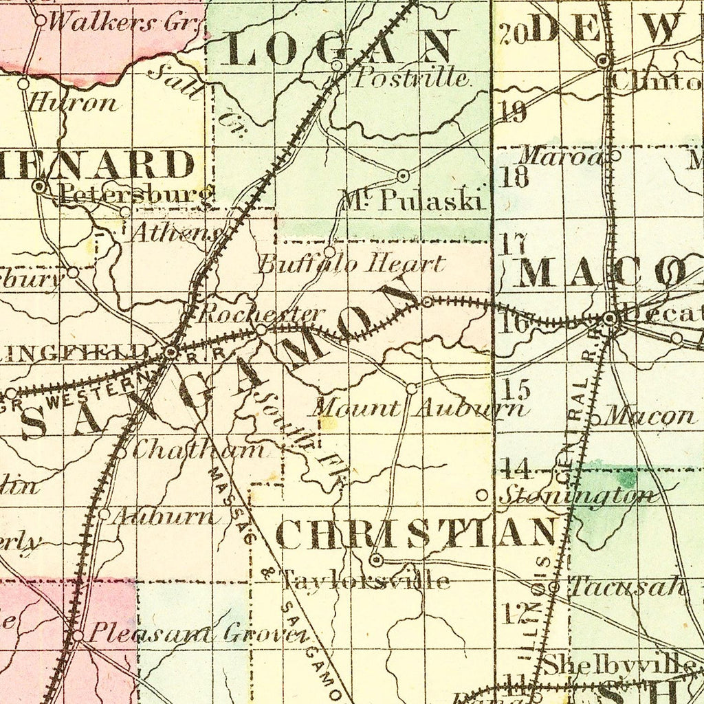 Vintage Map of Illinois 1855