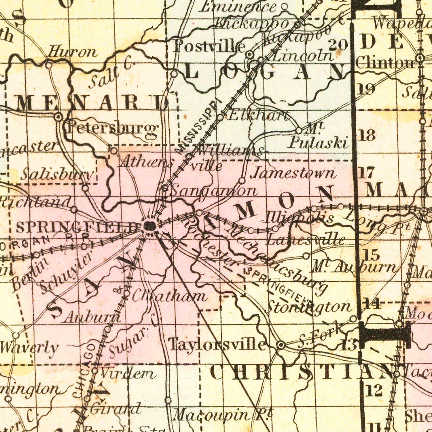 Vintage Map of Illinois 1857