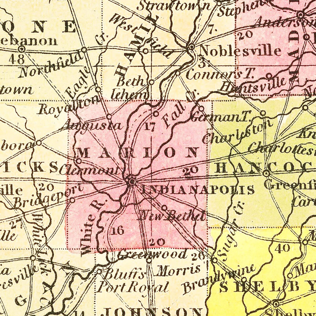 Vintage Map of Indiana 1847