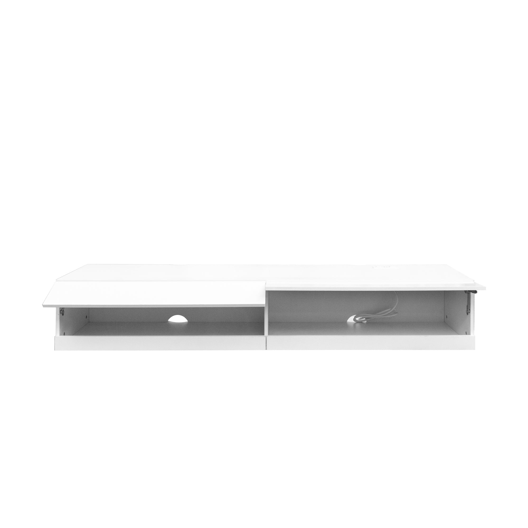 180 Wall Mounted Floating 80' TV Stand with 20 Color LEDs  and  Charging Station