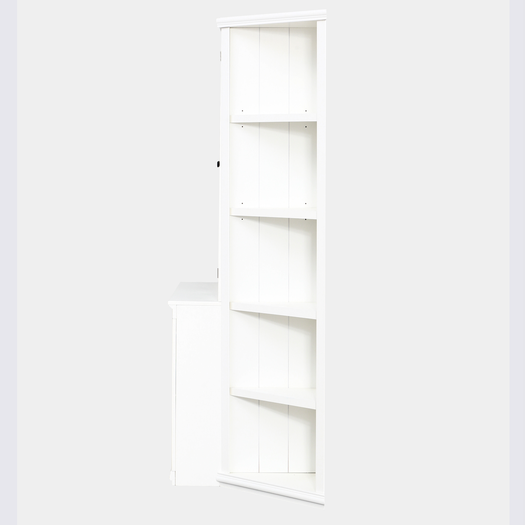 75.25'' Tall Display Cabinet and Two Triangle Sided Bookshelves, 69.25'' Wide Retro Style Wall Suit with Glass Doors, for Hallways, Living room, Office, Studio or Workspace - White