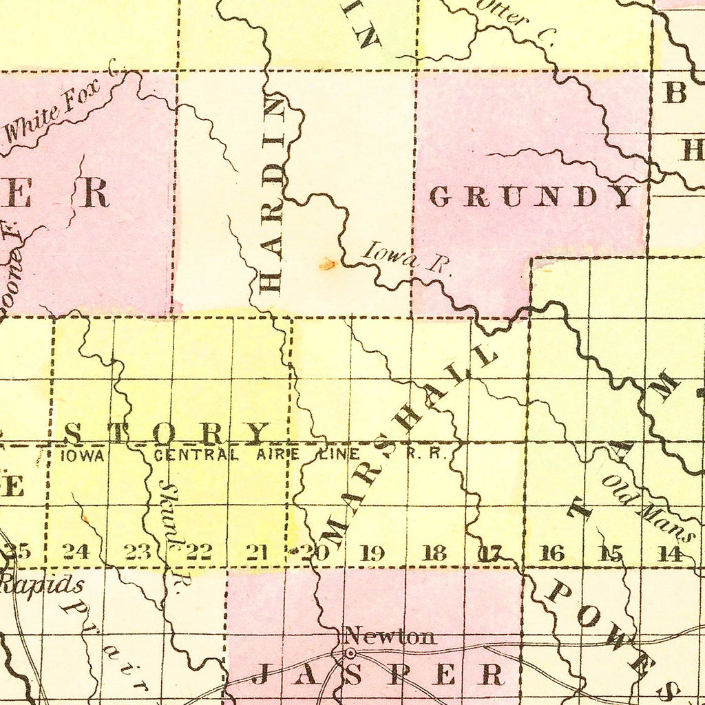 Vintage Map of Iowa 1855