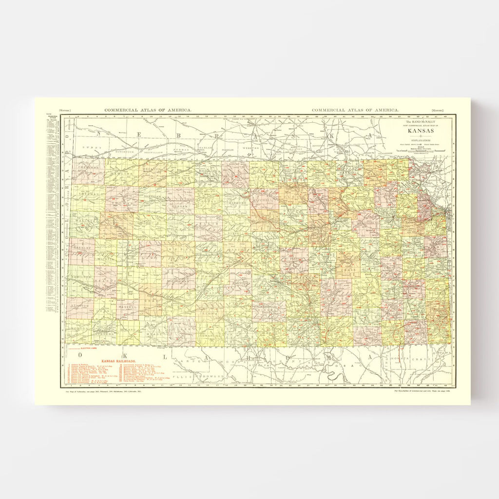 Vintage Map of Kansas 1917
