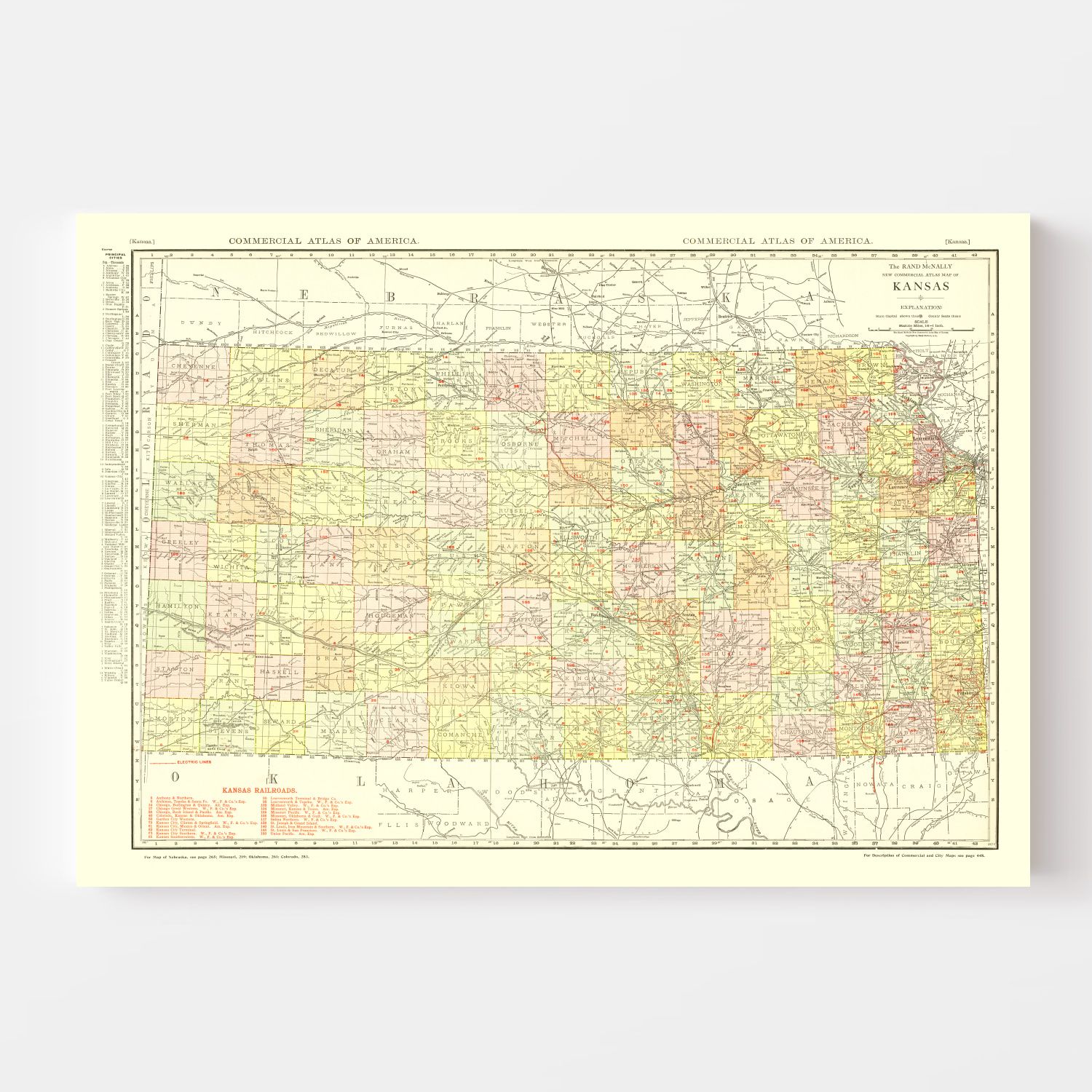Vintage Map of Kansas 1917