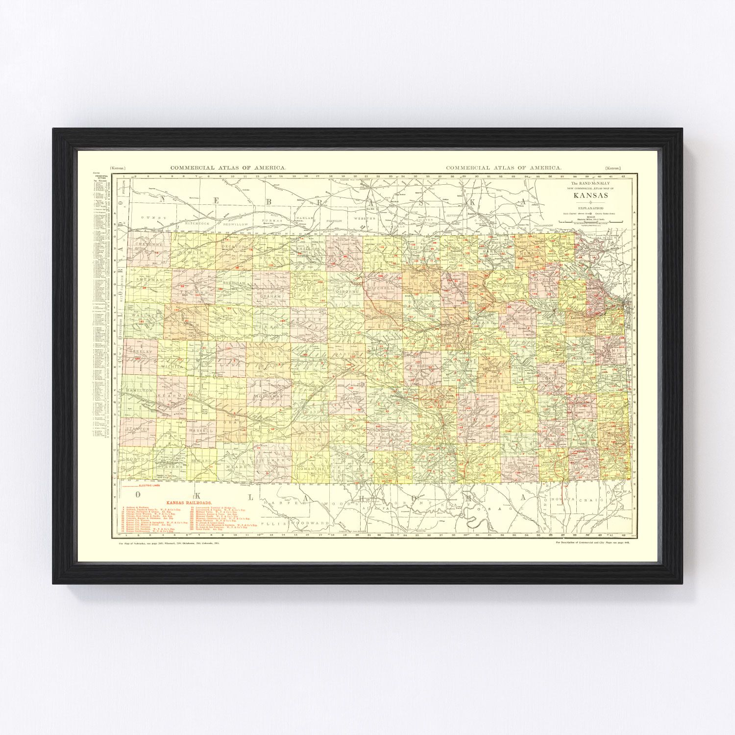 Vintage Map of Kansas 1917