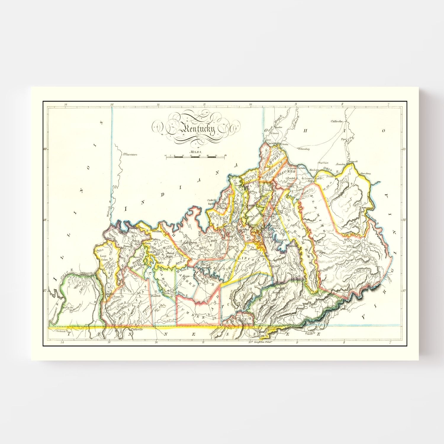 Vintage Map of Kentucky 1814