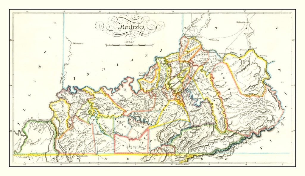Vintage Map of Kentucky 1814