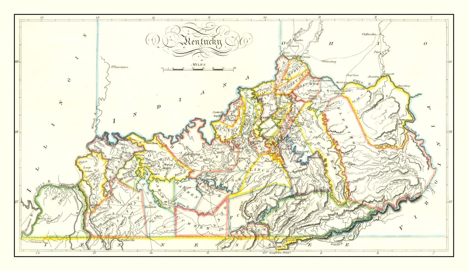 Vintage Map of Kentucky 1814