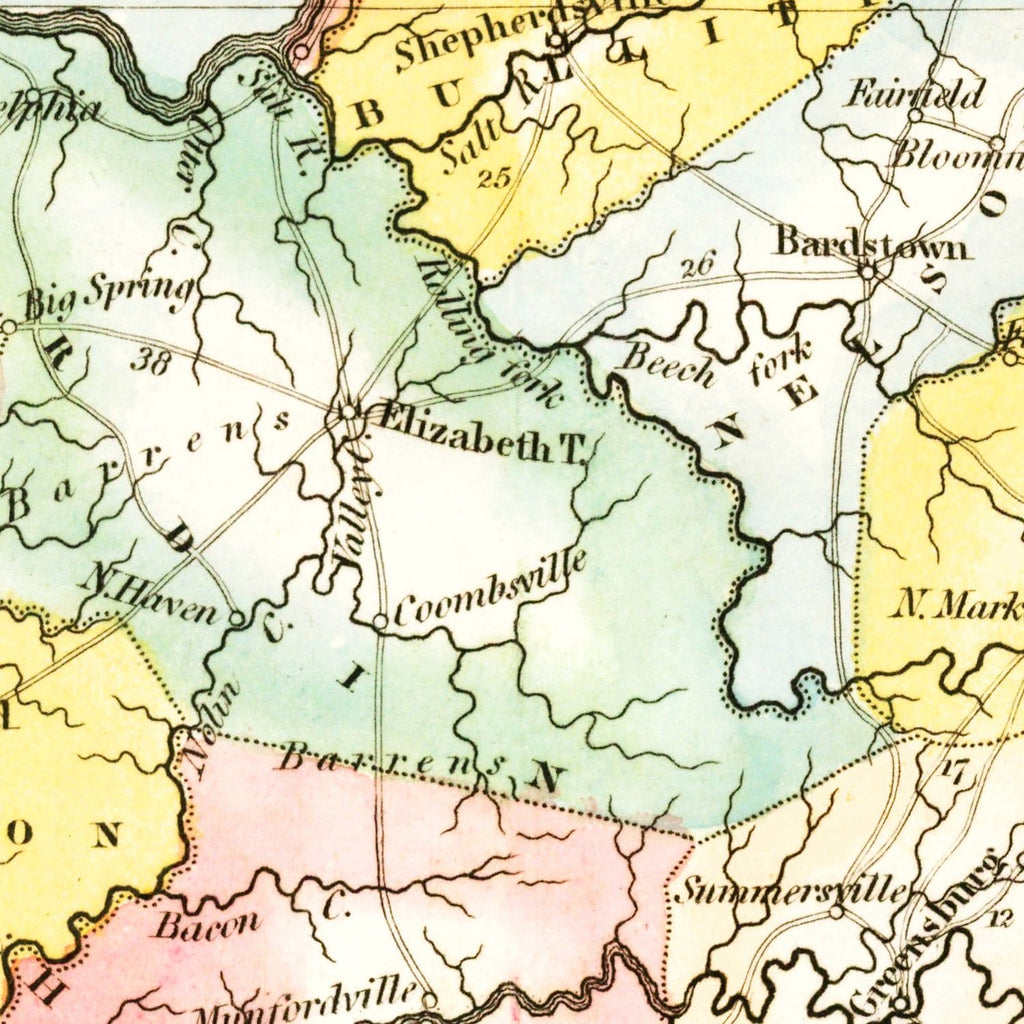 Vintage Map of Kentucky 1823