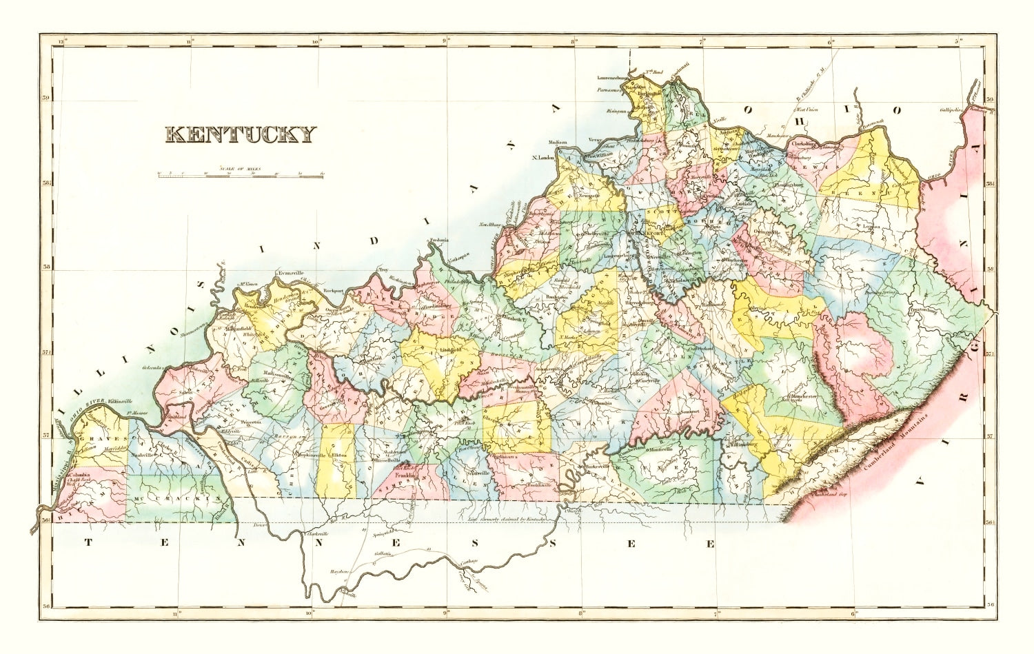 Vintage Map of Kentucky 1823