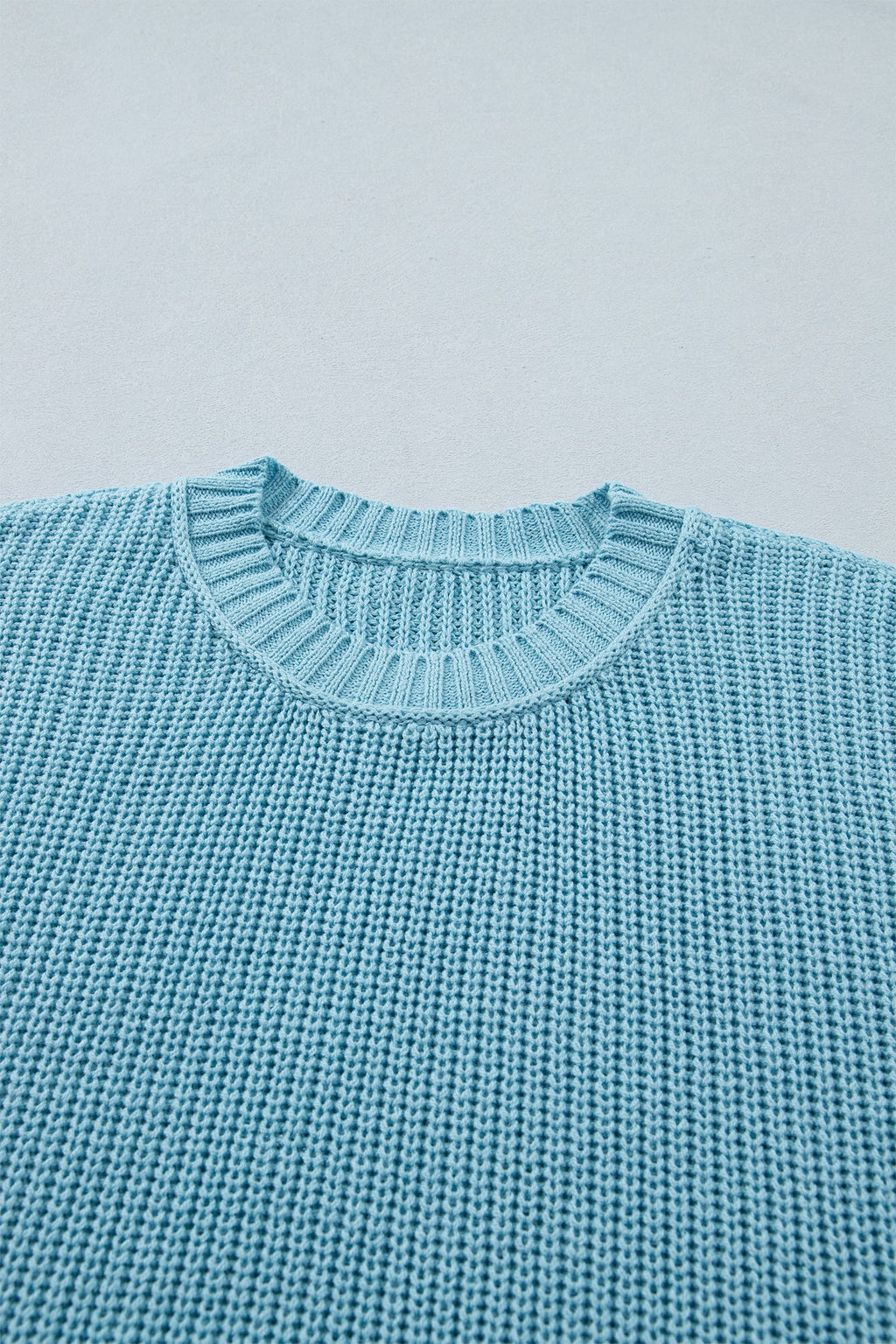 Solid Exposed Seam 3/4 Sleeve Loose Sweater
