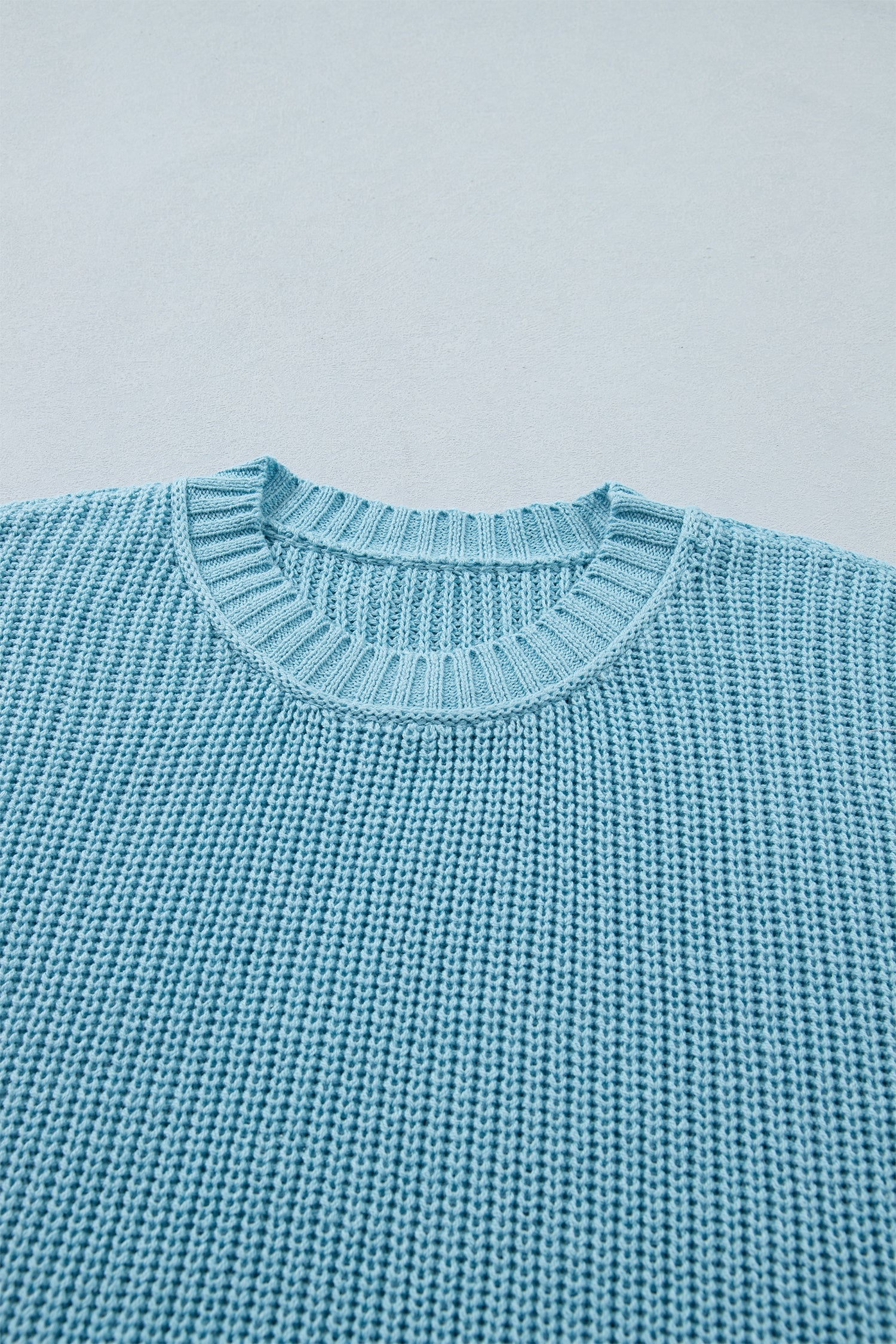 Solid Exposed Seam 3/4 Sleeve Loose Sweater