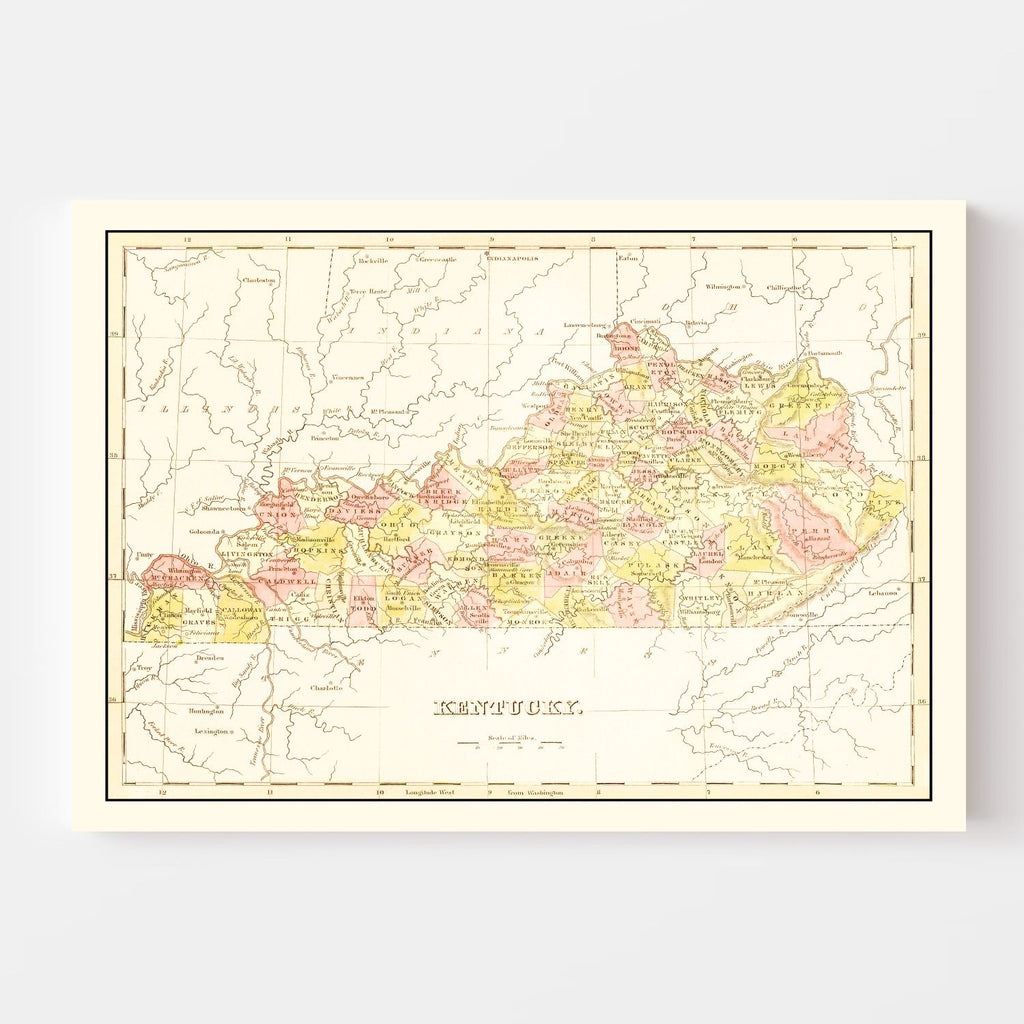 Vintage Map of Kentucky 1835